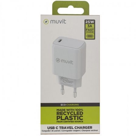 Muvit For Change Cargador de Pared Tipo C PD 25W Blanco MCACC0038